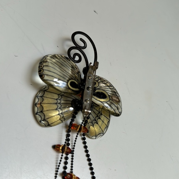 Orna Lalo rare Resin Hand Painted Mechanical Moving Au Tremblant Butterfly pin - Picture 6 of 8